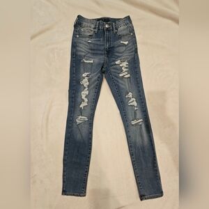 Aeropostale Blue Distressed Jegging Reg 6 -‎ Great Condition